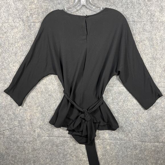 Gibson Size Small Women’s Tie Front Blouse Black Dressy 3/4 Sleeves Pullover EUC - Picture 7 of 9